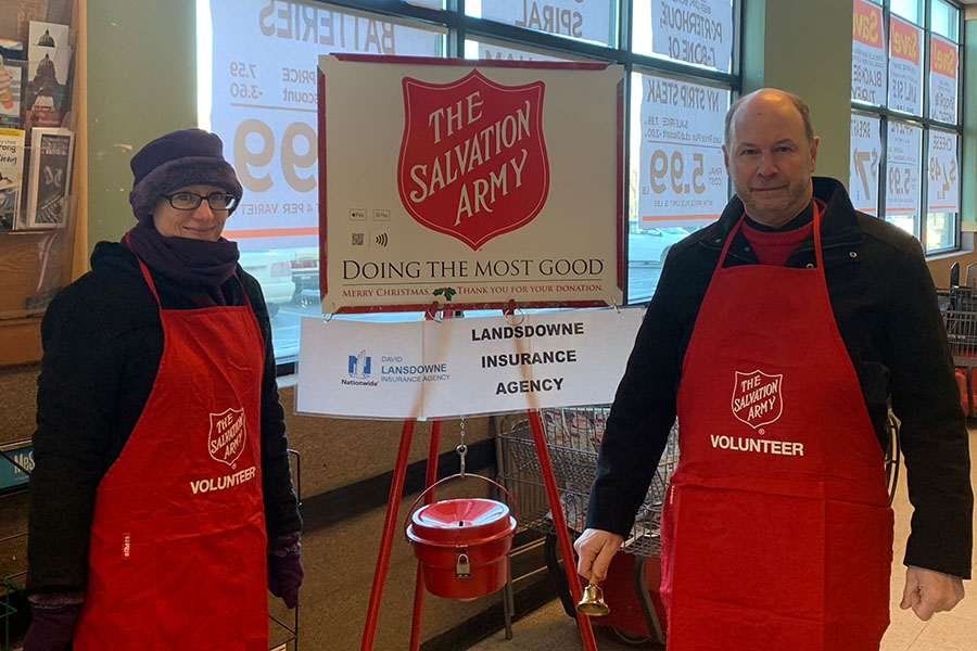 About Our Agency - View of Two Lansdowne Insurance Team Members Volunterring for The Salvation Army